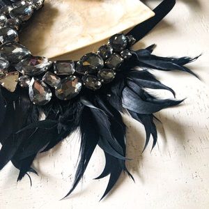 Feather and Jewel Statement Necklace